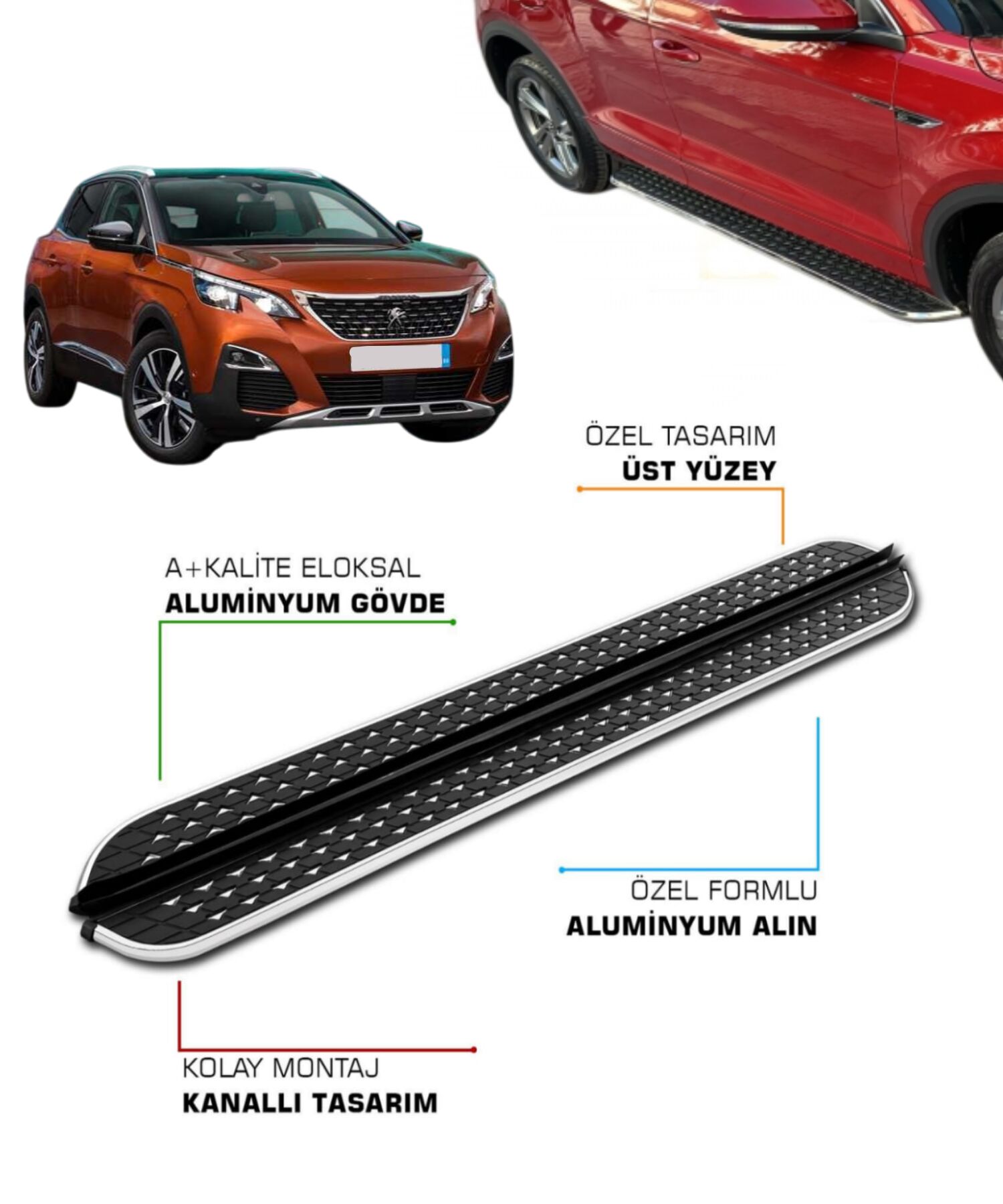 PEUGEOT 3008 UYUMLU 2016 2017 2018 2019 2020 2021 2022 2023 2024 ARACA ÖZEL YAN BASAMAK