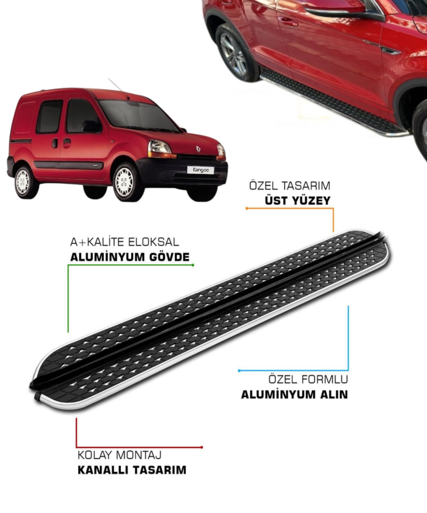 RENAULT KANGOO UYUMLU 1998 1999 2000 2001 2002 2003 2004 2005 2006 2007 ARACA ÖZEL YAN BASAMAK