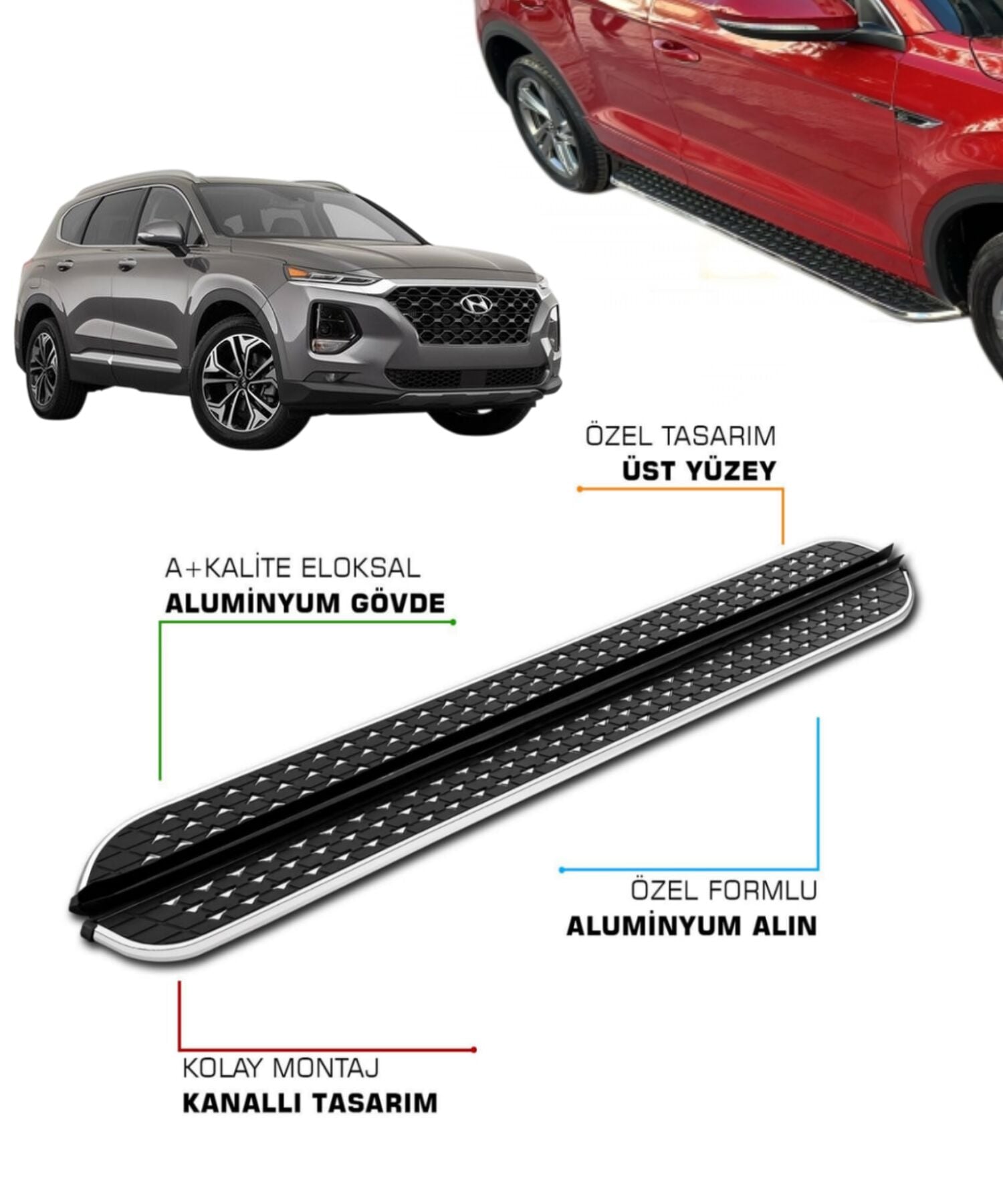 SANTA FE UYUMLU 2018 2019 2020 2021 2022 2023 2024 ARACA ÖZEL YAN BASAMAK