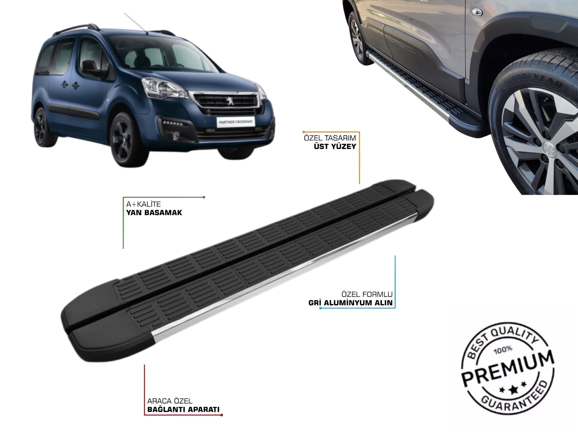 PEUGEOT PARTNER 3 KISA ŞASE YAN BASAMAK 2019 2020 2021 2022 2023 2024 2025