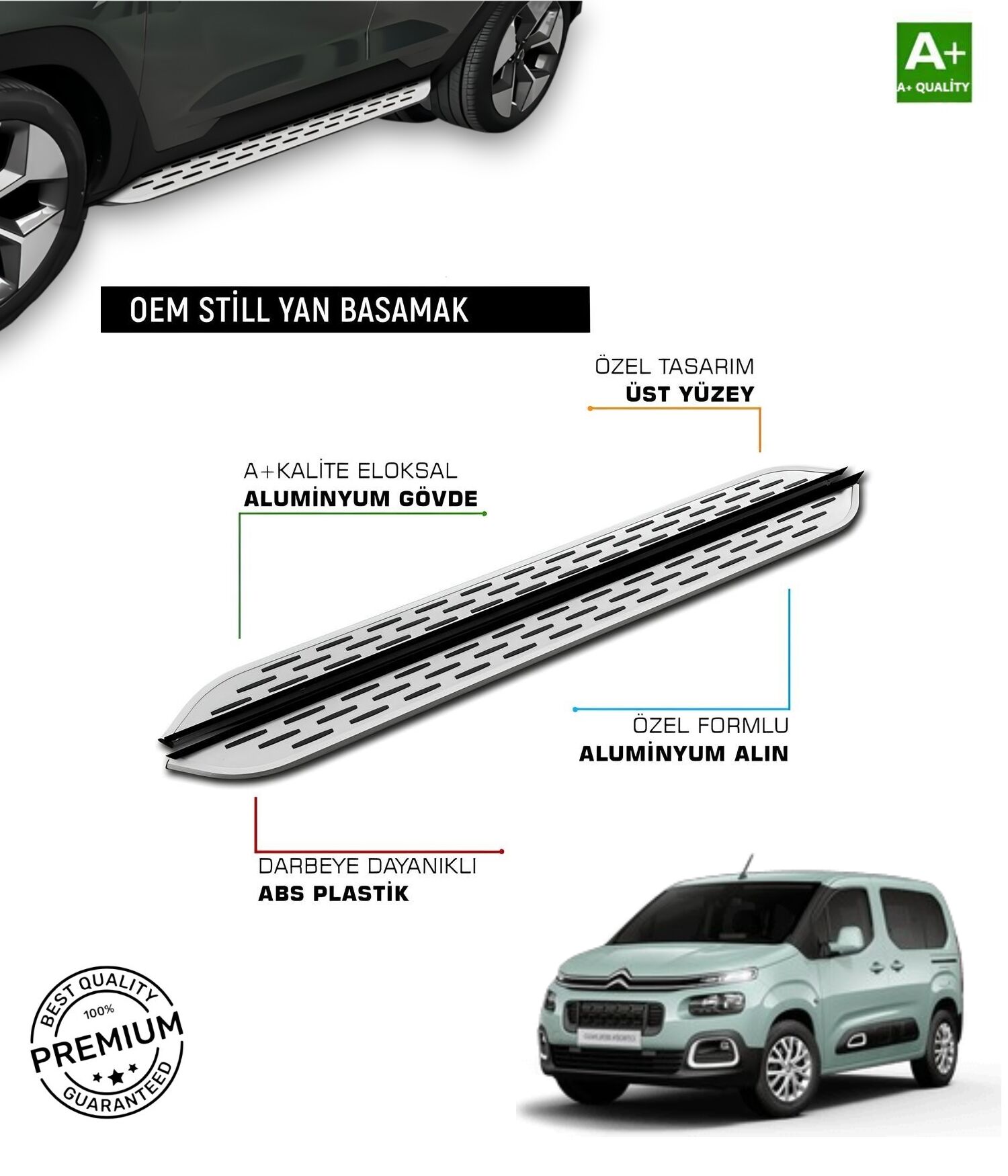 CITROEN BERLINGO UZUN ŞASE UYUMLU 2019 2020 2021 2022 2023 2024 2025 2026 2027 ARACA ÖZEL YAN BASAMAK