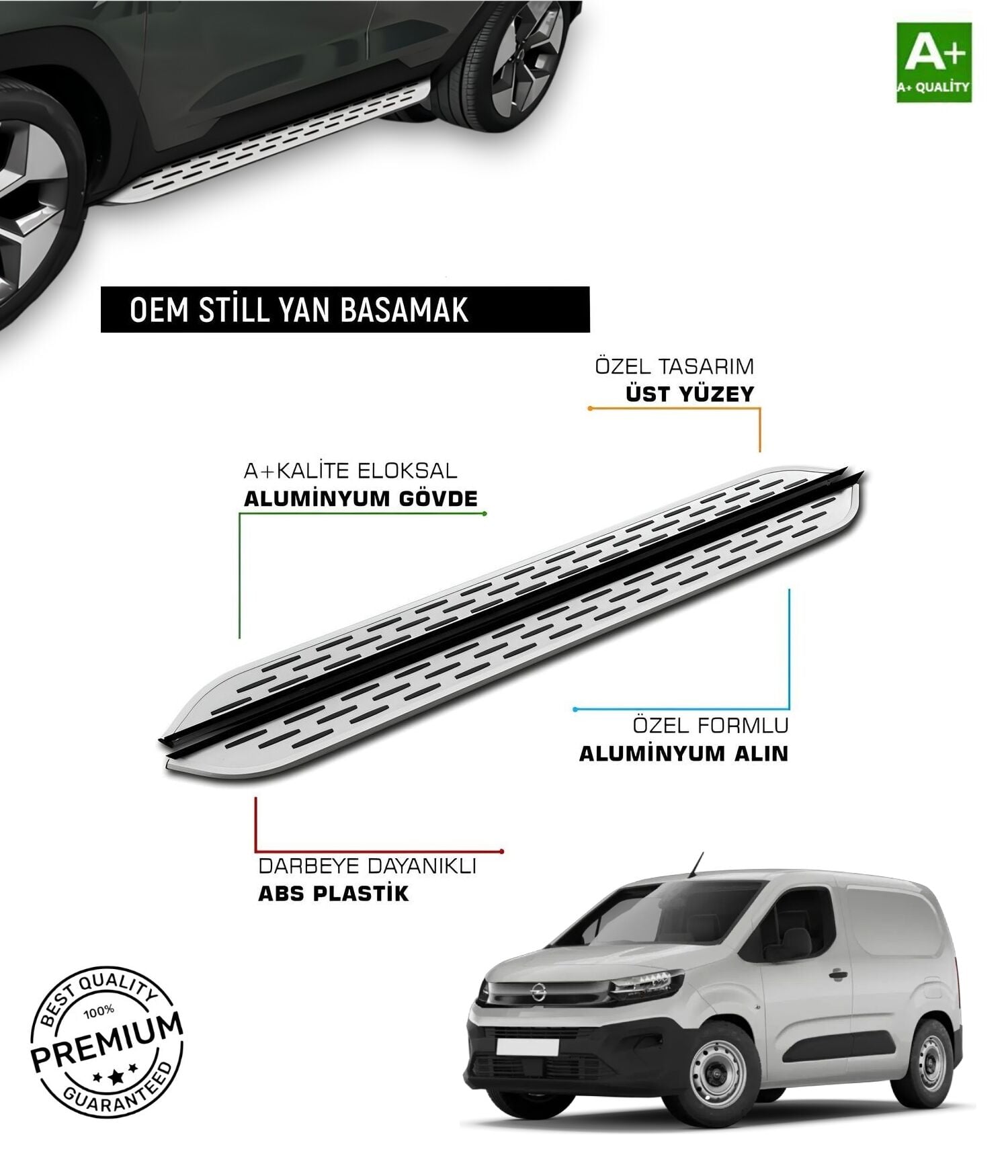 OPEL COMBO E UZUN ŞASE UYUMLU 2019 2020 2021 2022 2023 2024 2025 2026 2027 ARACA ÖZEL YAN BASAMAK
