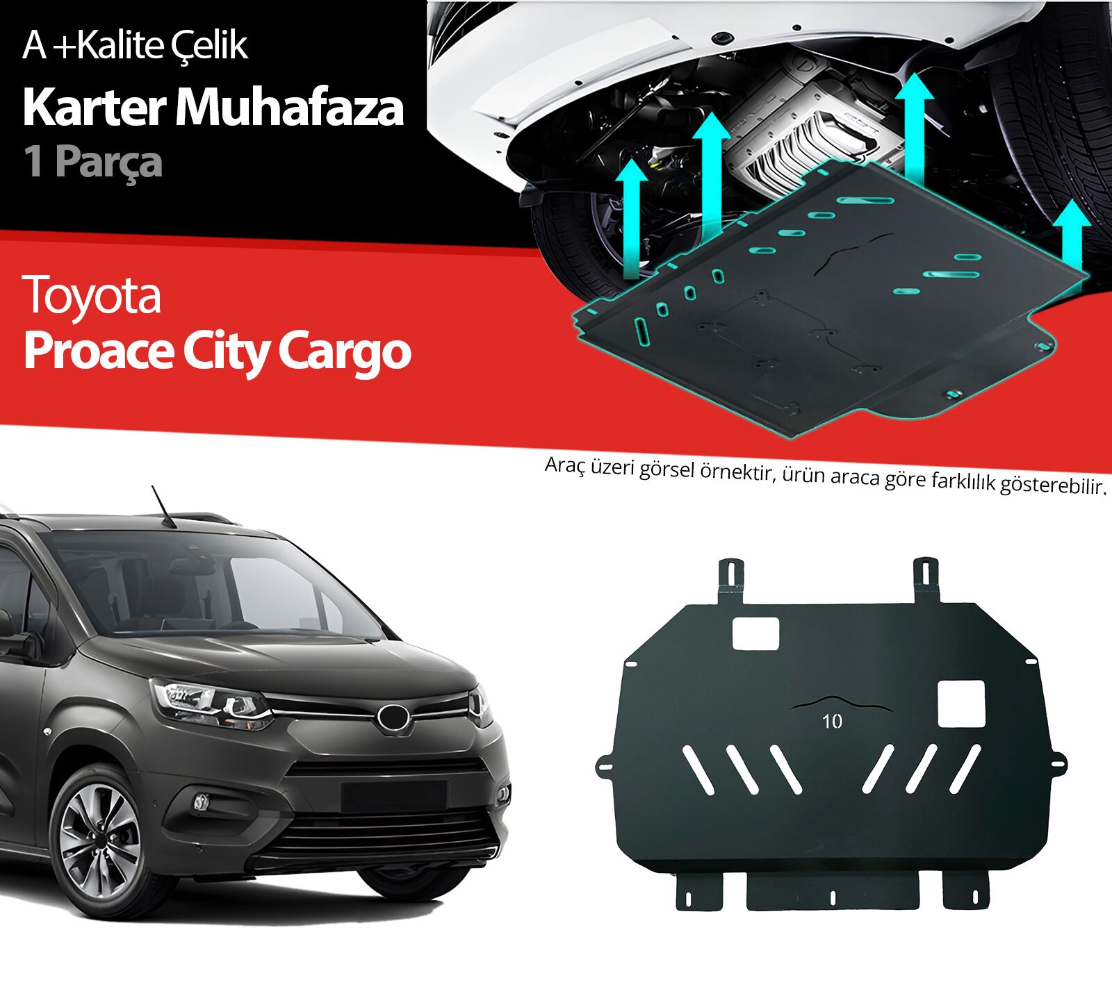 Toyota Proace City Cargo Çelik Karter Muhafaza Koruma 2018 2019 2020 2021 2022 2023