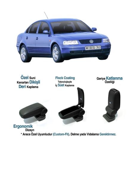 VOLKSWAGEN PASSAT B5 İLE UYUMLU ARACA ÖZEL KOLÇAK KOL DAYAMA 1996 1997 1998 1999 2000