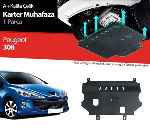 Peugeot 308 Çelik Karter Muhafaza Koruma 2007 2008 2009 2010 2011 2012 2013