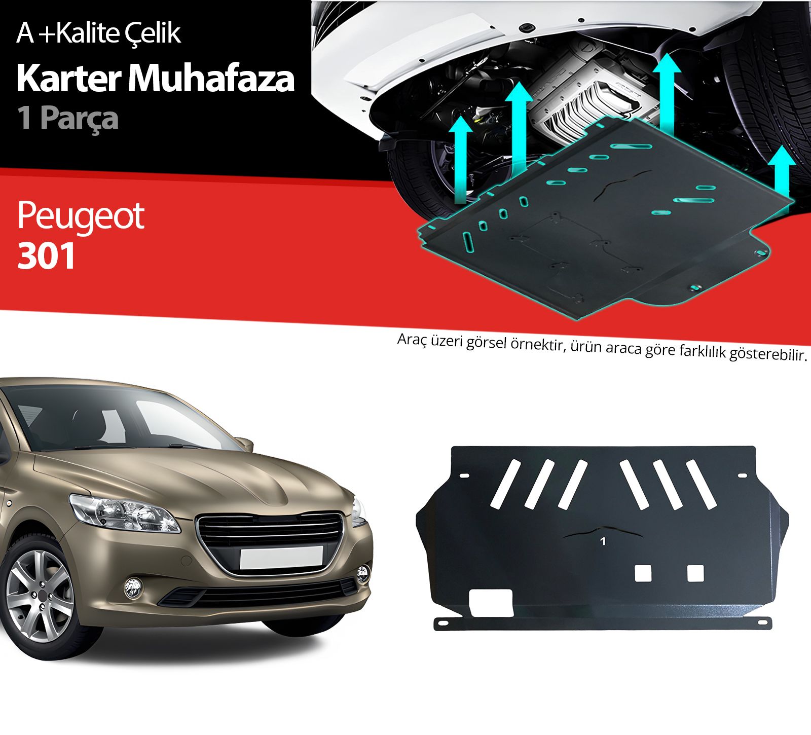 Peugeot 301 Çelik Karter Muhafaza Koruma 2012 2013 2014 2015 2016 2017 2018 2019 2020