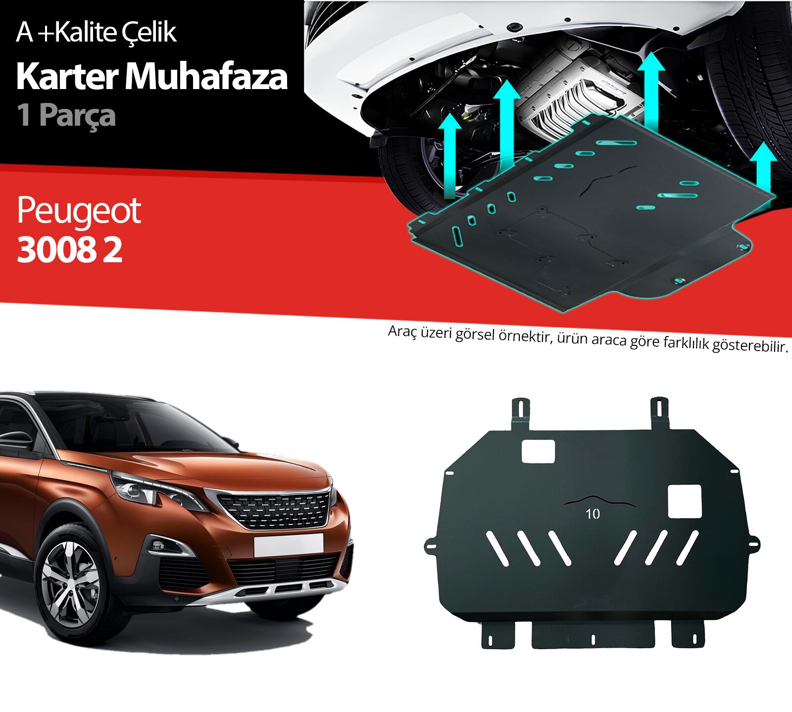 Peugeot 3008 Çelik Karter Muhafaza Koruma 2016 2017 2018 2019 2020 2021 2022 2023