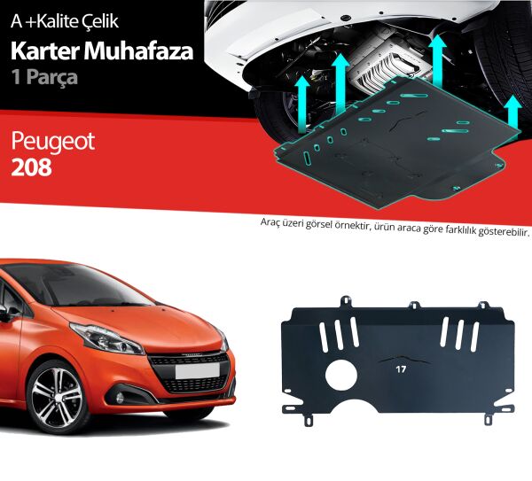 Peugeot 208 Çelik Karter Muhafaza Koruma 2012 2013 2014 2015 2016 2017 2018 2019