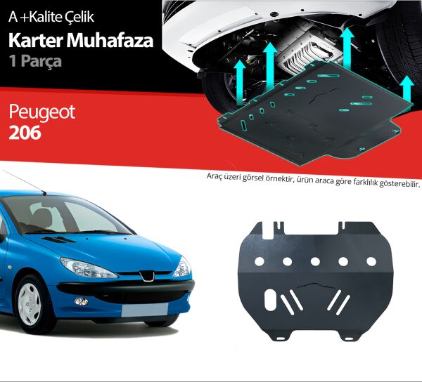 Peugeot 206 Çelik Karter Muhafaza Koruma 2006 2007 2008 2009 2010 2011 2012 2013