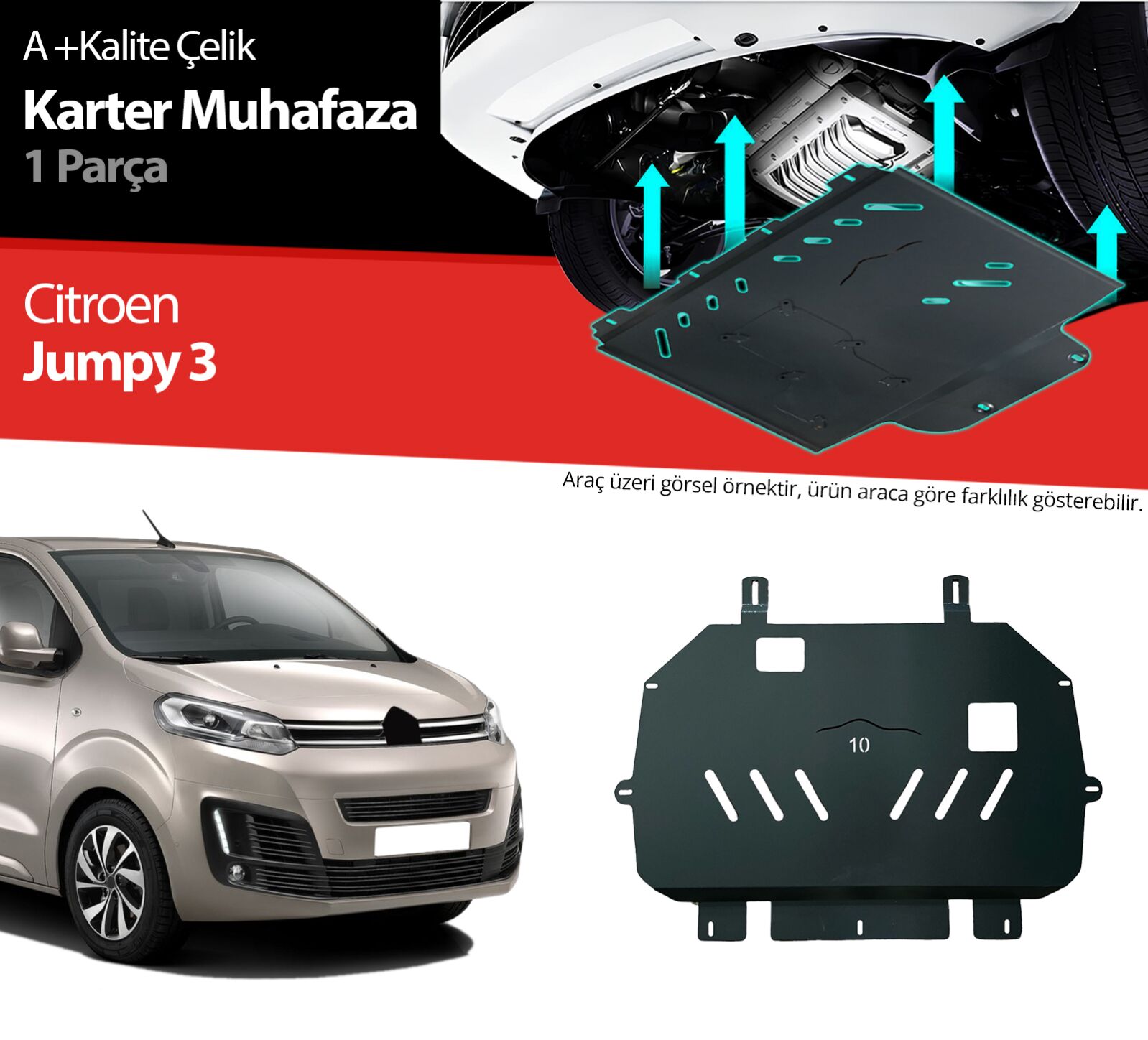 Citroen Jumpy 1.5 Motor İle Uyumlu Çelik Karter Muhafaza Koruma 2016 2017 2018 2019 2020 2021 2022 2023