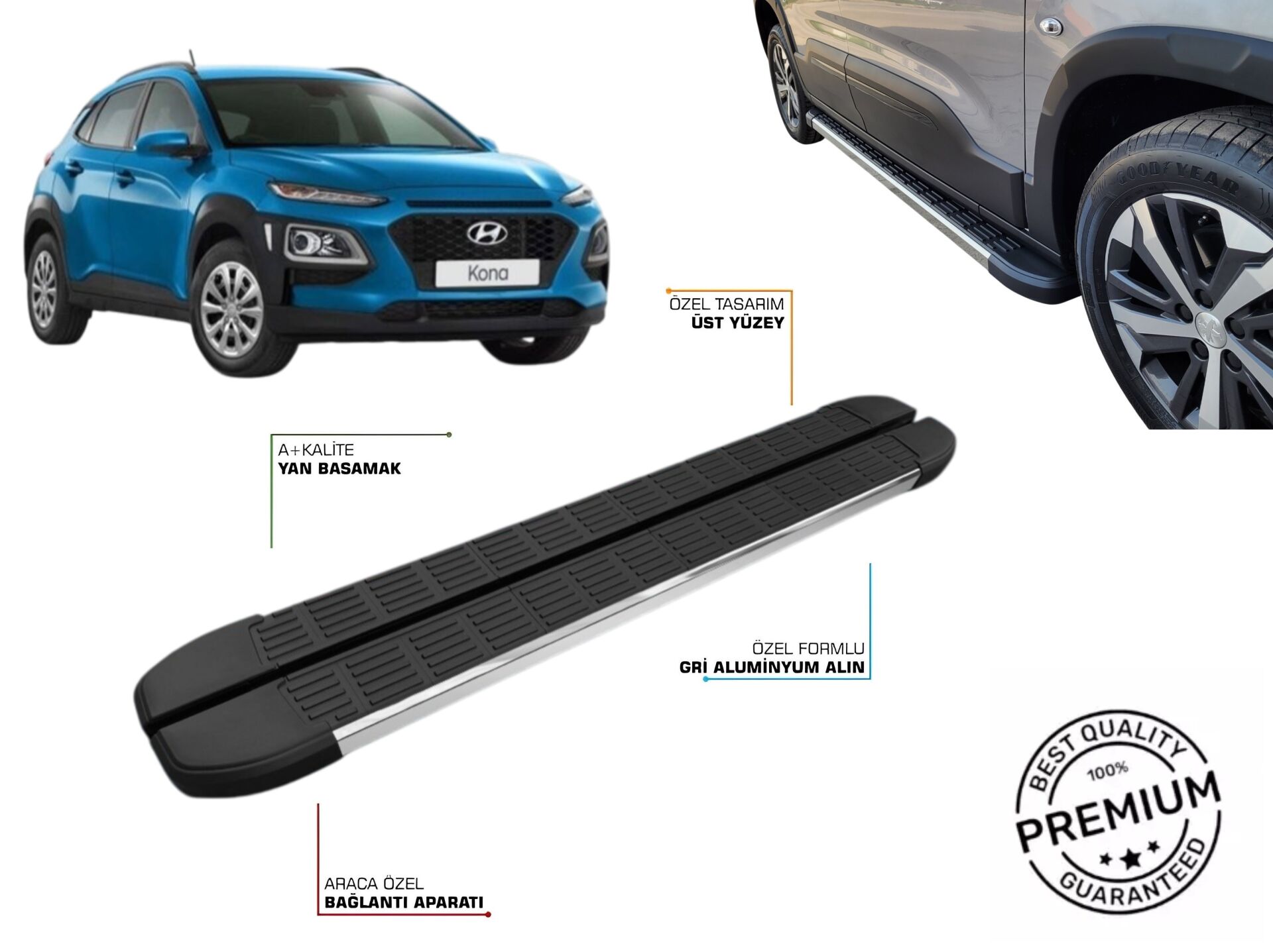 HYUNDAI KONA YAN BASAMAK ARACA ÖZEL 2018 2019 2020 2021 2022 2023 2024